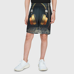 Шорты детские Золотые наушники, цвет: 3D-принт — фото 2
