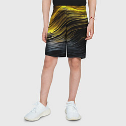 Шорты детские Золотистые волны на черном, цвет: 3D-принт — фото 2