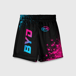 Шорты детские BYD - neon gradient: надпись, символ, цвет: 3D-принт