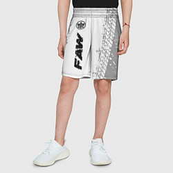 Шорты детские FAW speed на светлом фоне со следами шин: по-верти, цвет: 3D-принт — фото 2