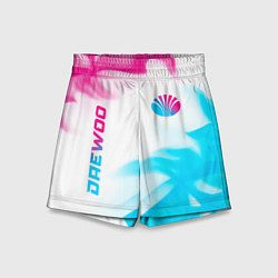 Шорты детские Daewoo neon gradient style: надпись, символ, цвет: 3D-принт