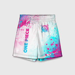 Детские шорты One Piece neon gradient style: надпись, символ