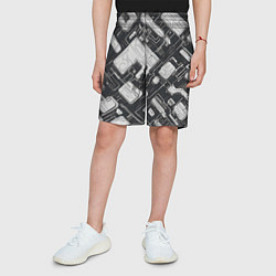 Шорты детские Полосы Чёрно-белые киберпанк, цвет: 3D-принт — фото 2
