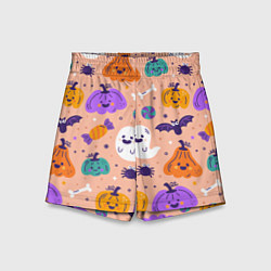Шорты детские Halloween - pumpkins and ghosts, цвет: 3D-принт