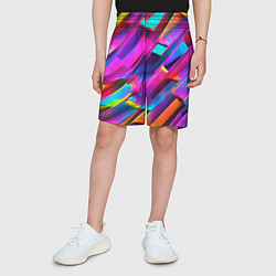 Шорты детские Неоновые разноцветные пластины, цвет: 3D-принт — фото 2