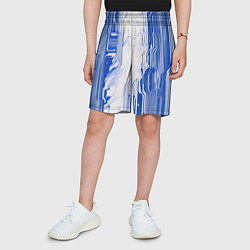 Шорты детские Синие линии на белом фоне киберпанк, цвет: 3D-принт — фото 2