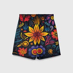 Шорты детские Растительный узор в латино-американском стиле, цвет: 3D-принт