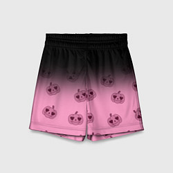 Шорты детские Черно-розовый градиент и хэллоуинские тыквы паттер, цвет: 3D-принт