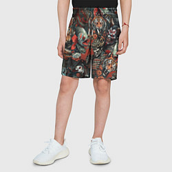 Шорты детские Татуировка ирезуми в японском стиле, цвет: 3D-принт — фото 2