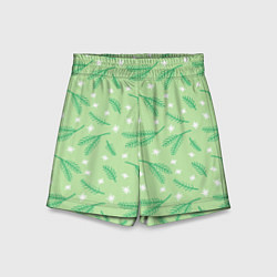 Детские шорты Узор с новогодней еловой ветвью