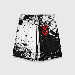 Детские шорты Берсерк знак жертвы - черно-белые брызги
