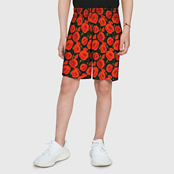 Шорты детские Полевые цветы маки, цвет: 3D-принт — фото 2