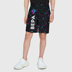 Шорты детские Вера и неоновый герб России по-вертикали, цвет: 3D-принт — фото 2