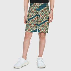 Шорты детские Традиционный японский узор: черепаховый панцирь-со, цвет: 3D-принт — фото 2