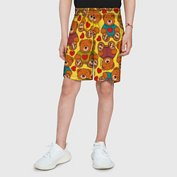 Шорты детские Игрушечные мишки и сердечки, цвет: 3D-принт — фото 2
