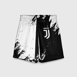 Шорты детские Juventus краски чёрнобелые, цвет: 3D-принт