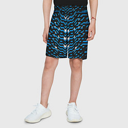 Шорты детские Агрессивный чёрно-синий паттерн, цвет: 3D-принт — фото 2