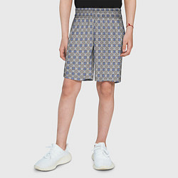 Шорты детские Сине-белая марокканская мозаика, цвет: 3D-принт — фото 2