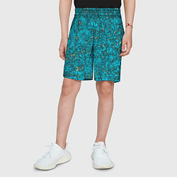 Шорты детские Абстракция бирюзовый со свечением, цвет: 3D-принт — фото 2