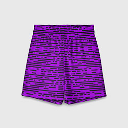 Шорты детские Чёрные полосы на фиолетовом фоне, цвет: 3D-принт