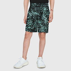 Шорты детские Чёрный с напылением голубого цвета абстракция, цвет: 3D-принт — фото 2