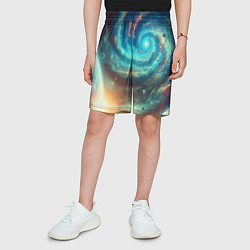Шорты детские Неоновая далёкая галактика - нейросеть, цвет: 3D-принт — фото 2