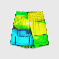 Шорты детские Зелёные кубы разломы, цвет: 3D-принт