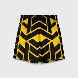Шорты детские Жёлтые полосы на чёрном фоне, цвет: 3D-принт