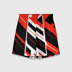 Детские шорты Black and red stripes on a white background