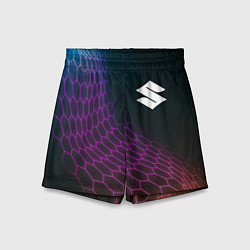 Шорты детские Suzuki neon hexagon, цвет: 3D-принт