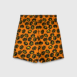 Шорты детские Тыквенный хэллоуин узор, цвет: 3D-принт