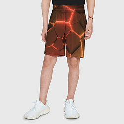Шорты детские Оранжевые неоновые плиты в разломе, цвет: 3D-принт — фото 2