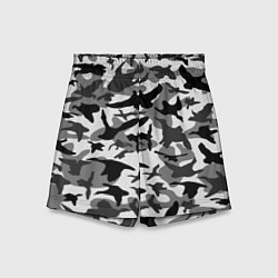 Шорты детские Камуфляж птицы чёрный, цвет: 3D-принт