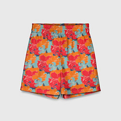 Шорты детские Красные синие оранжевые лилии, цвет: 3D-принт