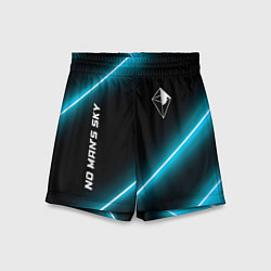 Шорты детские No Mans Sky неоновые светящиеся линии, цвет: 3D-принт