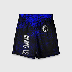 Шорты детские Among us краски синий, цвет: 3D-принт