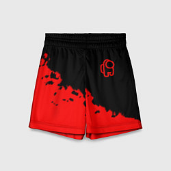 Шорты детские Among us красные краски, цвет: 3D-принт