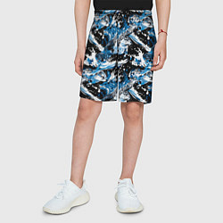 Шорты детские Выдры в речке на волнах - паттерн, цвет: 3D-принт — фото 2