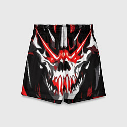 Шорты детские Абстрактный белый череп и красные полосы, цвет: 3D-принт