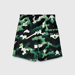 Шорты детские Яркий зелёный камуфляж, цвет: 3D-принт