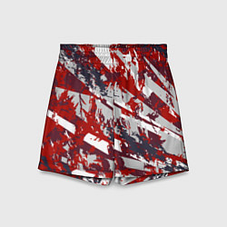 Шорты детские Геометрическая абстракция линии на красном, цвет: 3D-принт