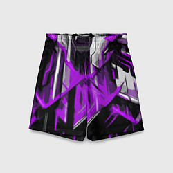 Шорты детские White and purple abstraction on a black background, цвет: 3D-принт
