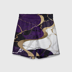 Шорты детские Фиолетовый с белым и золотым, цвет: 3D-принт