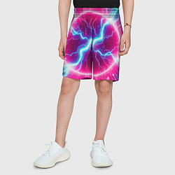 Шорты детские Неоновая абстракция - нейроарт, цвет: 3D-принт — фото 2
