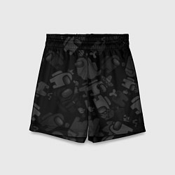 Шорты детские Among us персонажи на черном, цвет: 3D-принт