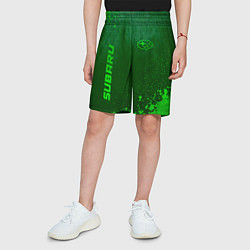 Шорты детские Subaru - green gradient вертикально, цвет: 3D-принт — фото 2