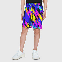 Шорты детские Неоновая геометрия плитка, цвет: 3D-принт — фото 2