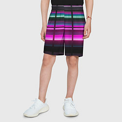 Шорты детские Неоновые лучи текстура, цвет: 3D-принт — фото 2