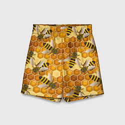 Шорты детские Пчелиный цветной паттерн, цвет: 3D-принт