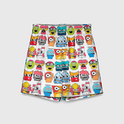 Шорты детские Разноцветные монстрики паттерн, цвет: 3D-принт